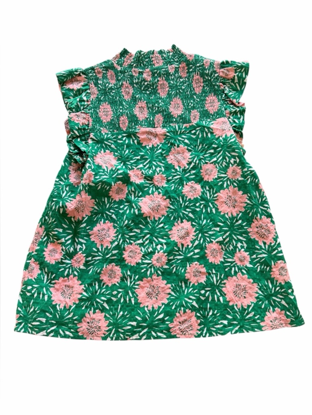 THML Green,Pink, White Floral Smocked Top Size XS